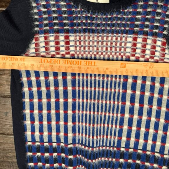 Abercrombie & Fitch Women’s Navy Plaid Fuzzy Soft Knit Sweater Size Medium – NWT - Picture 6 of 6